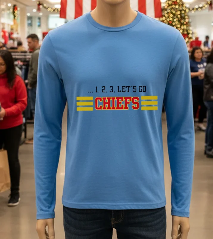 1 2 3 Let’s Go Chiefs   Blue T Shirt