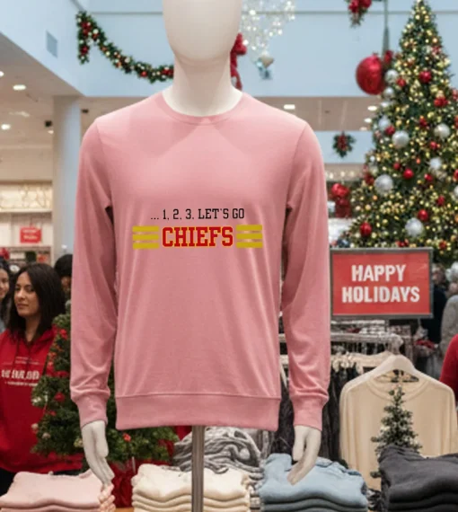 1 2 3 Let’s Go Chiefs   Pink T Shirt