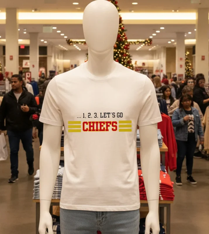 1 2 3 Let’s Go Chiefs   White T Shirt