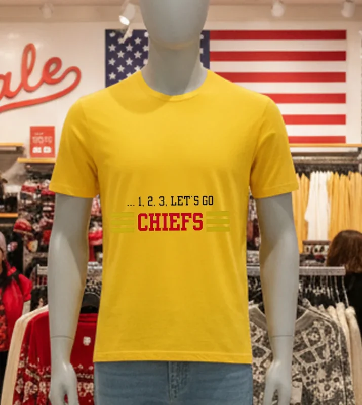 1 2 3 Let’s Go Chiefs Yellow T Shirt