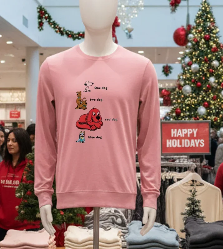 1 Dog 2 Dog Red Dog Blue Dog Pink T Shirt