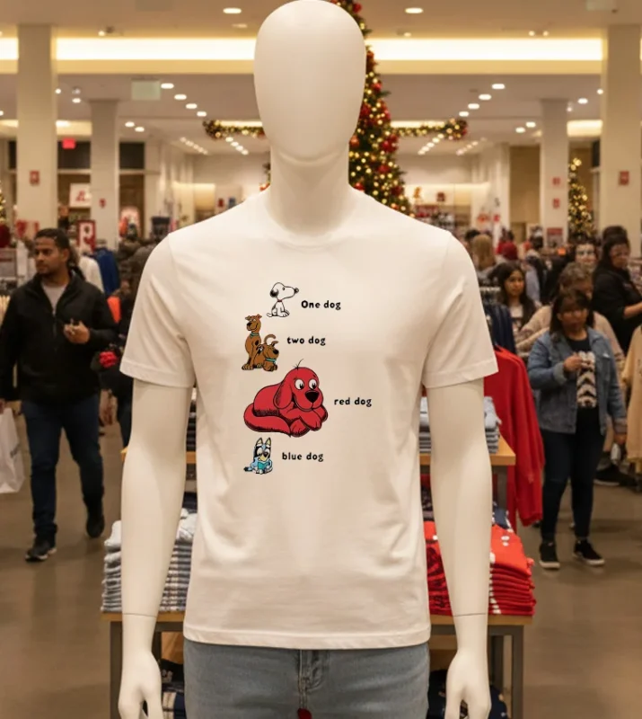 1 Dog 2 Dog Red Dog Blue Dog White T Shirt