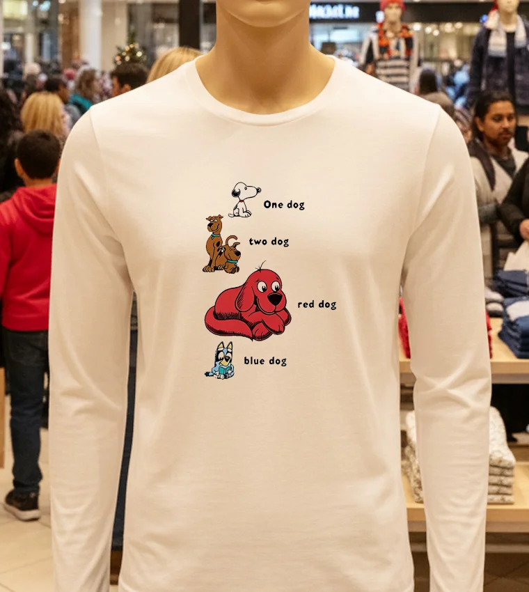 1 Dog 2 Dog Red Dog Blue Dog - white-t-shirt 1 Dog 2 Dog Red Dog Blue Dog White T Shirt
