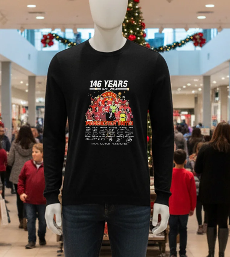 146 Years 1878 – 2024 Manchester United Thank You For The Memories - black-t-shirt Manchester United T-shirt: 146 years, 1878-2024, "Thank You For The Memories."