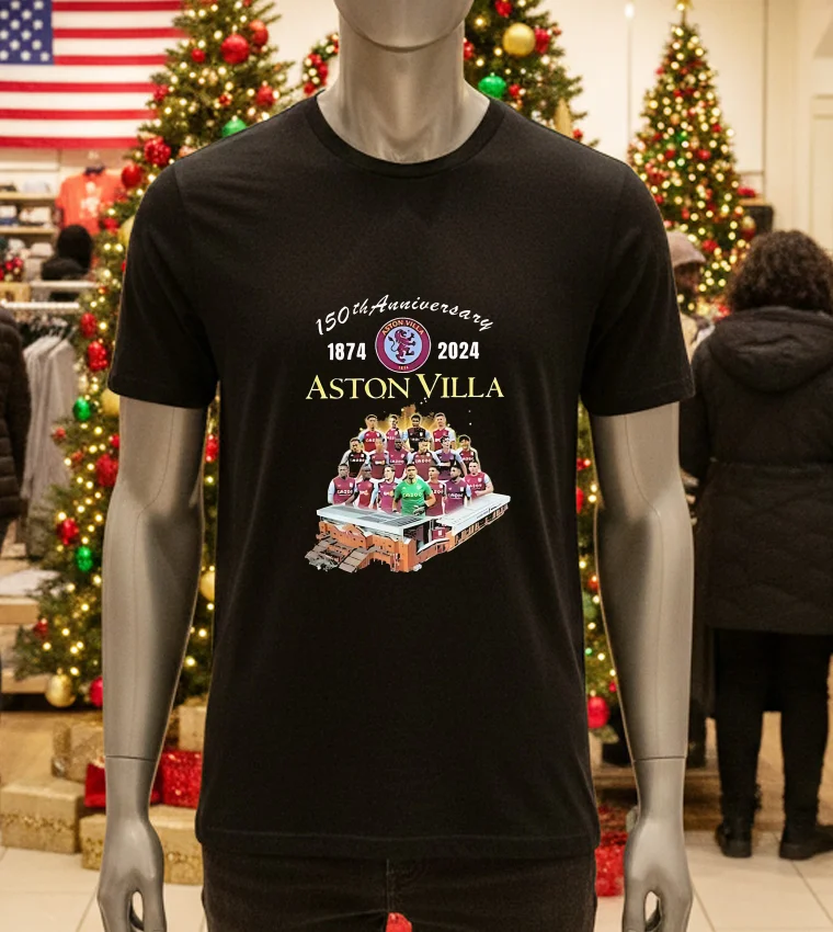 150Th Anniversary 1874 – 2024 Aston Villa - black-t-shirt Aston Villa 150th Anniversary 1874-2024 black t-shirt.