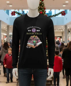 150Th Anniversary 1874 2024 Aston Villa   Black T Shirt