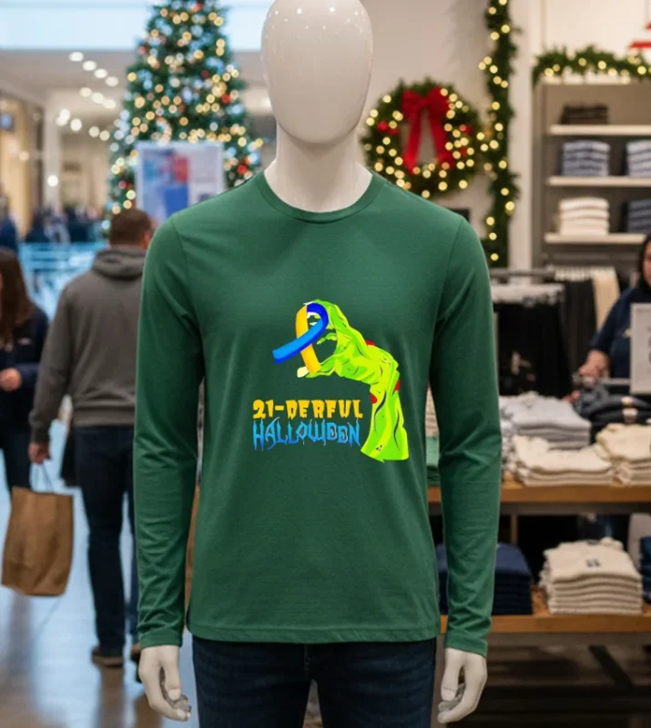 "21 Delicious Halloween" green ribbon horror t-shirt design.