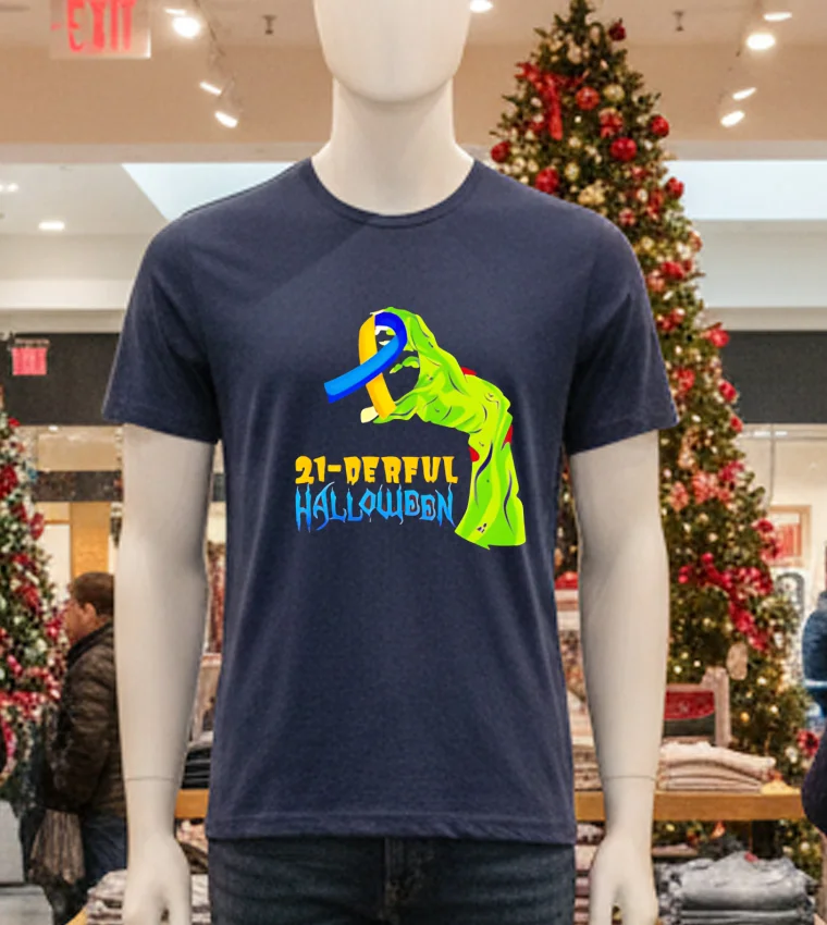 21 Delicious Halloween The Essential Ribbon Horror - navy-t-shirt "21 Delicious Halloween" t-shirt with ribbon and horror navy design.