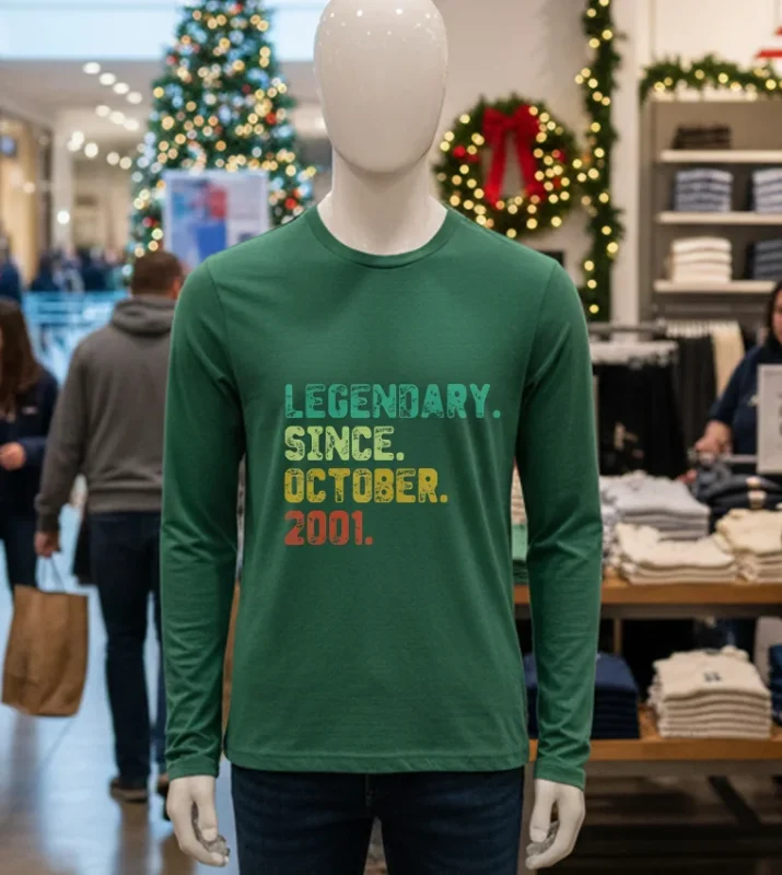 Green "21 Year Old Legend" t-shirt, October 2001 birth year.