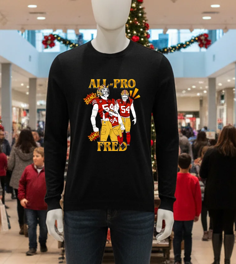 49Esr All Pro Fred No.54 Bang Bang - black-t-shirt 49ers Fred Warner "Bang Bang" black t-shirt.