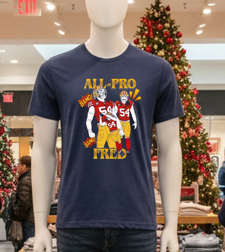 49Esr All Pro Fred No.54 Bang Bang - navy-t-shirt Navy t-shirt with "Bang Bang" text and Fred Warner's number 54.