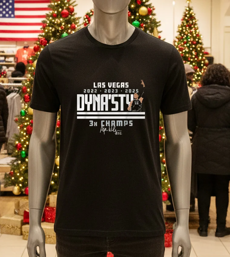 A Ja Wilson Dyna Sty 3X Champs - black-t-shirt A Ja Wilson Dyna Sty 3X Champs Black T Shirt