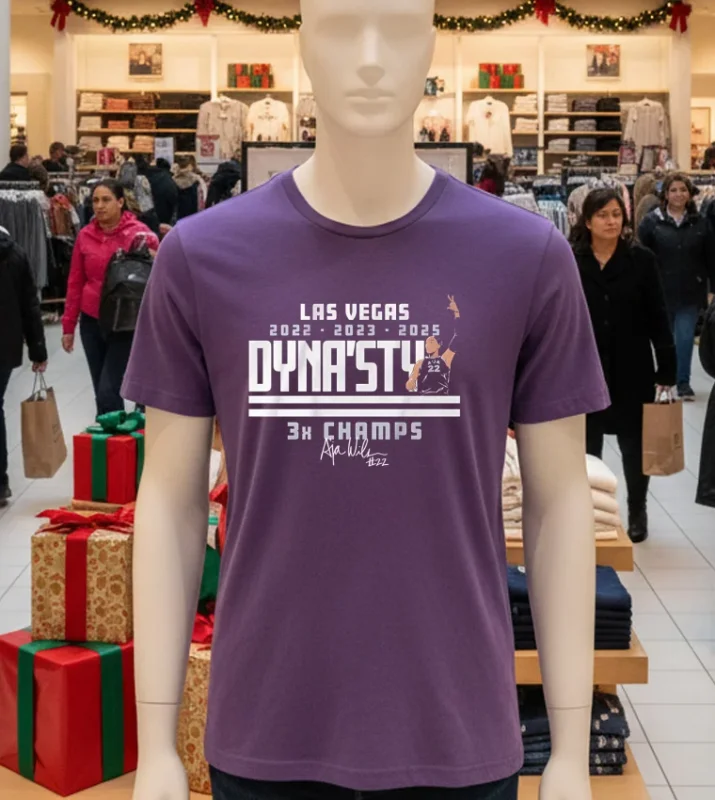 A Ja Wilson Dyna Sty 3X Champs Purple T Shirt