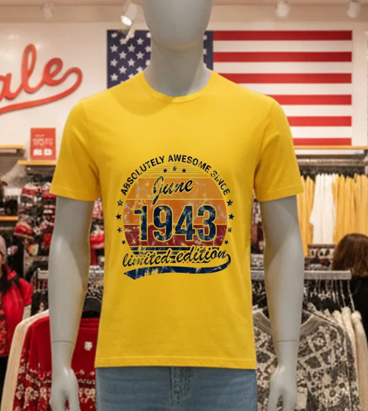 Absolutely Awesome Since June 1943 Yellow T Shirt