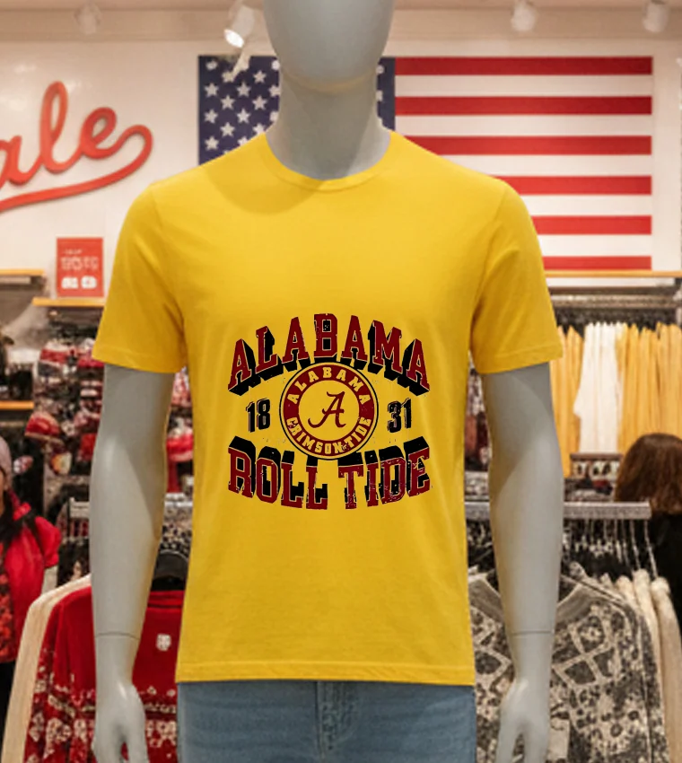 Alabama Crimson Tide Southeastern Conference Alabama Roll Tide - yellow-t-shirt Alabama Crimson Tide Southeastern Conference Alabama Roll Tide Yellow T Shirt