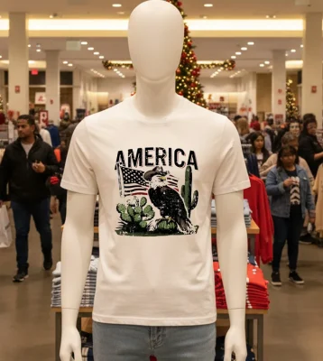 America Eagle Western   White T Shirt