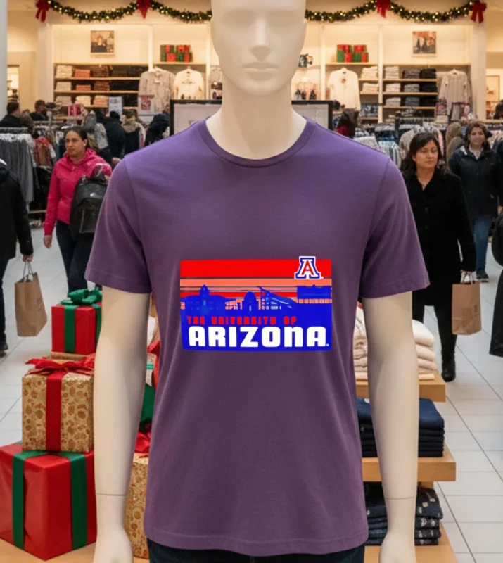 Arizona Wildcats University Campus Skyline Retro   Purple T Shirt