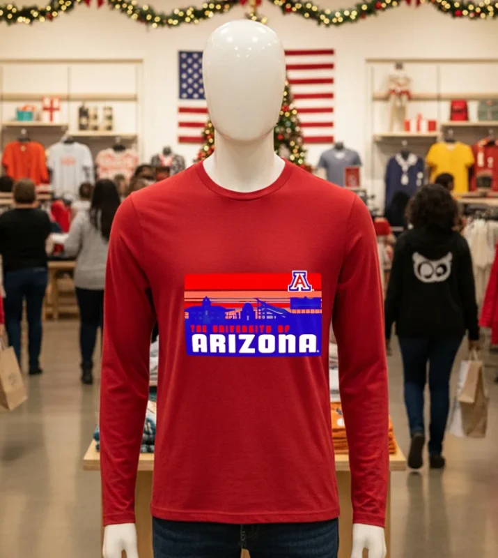 Arizona Wildcats University Campus Skyline Retro Red T Shirt