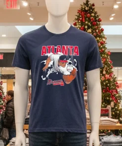 Atlanta Braves Nutmeg Breakthrough   Navy T Shirt