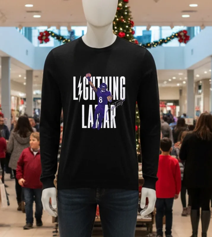 Baltimore Ravens Lamar Jackson Touchdown Leap Signature Black T Shirt