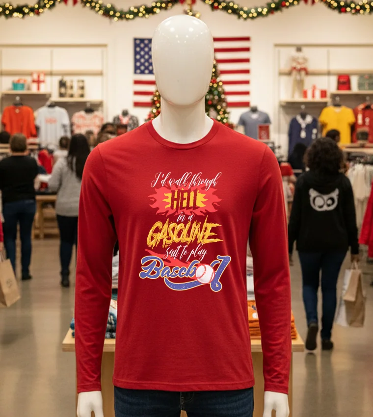 Baseball Lovers Pete Rose Walk Hell Gasoline Play Words - red-t-shirt Baseball Lovers Pete Rose Walk Hell Gasoline Play Words Red T Shirt