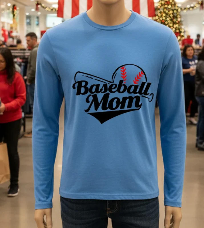 Baseball Mom Design Blue T Shirt