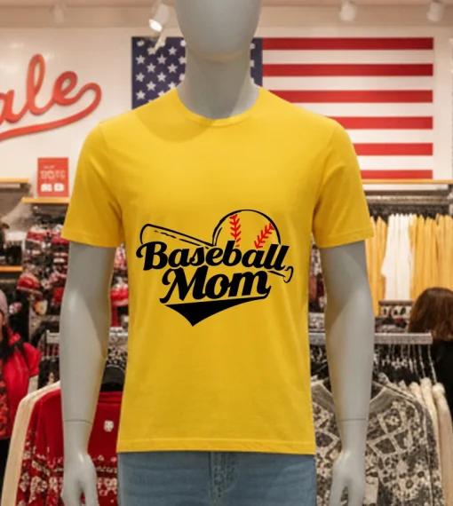 Baseball Mom Design   Yellow T Shirt