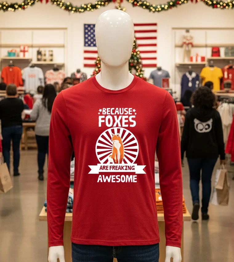 Because Foxes Are Freaking Awesome - red-t-shirt Because Foxes Are Freaking Awesome Red T Shirt