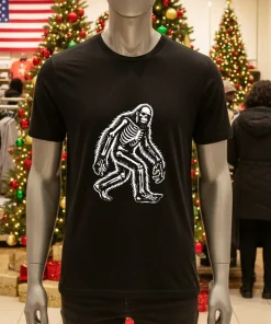 Bigfoot sasquatch halloween skeleton kids shirt