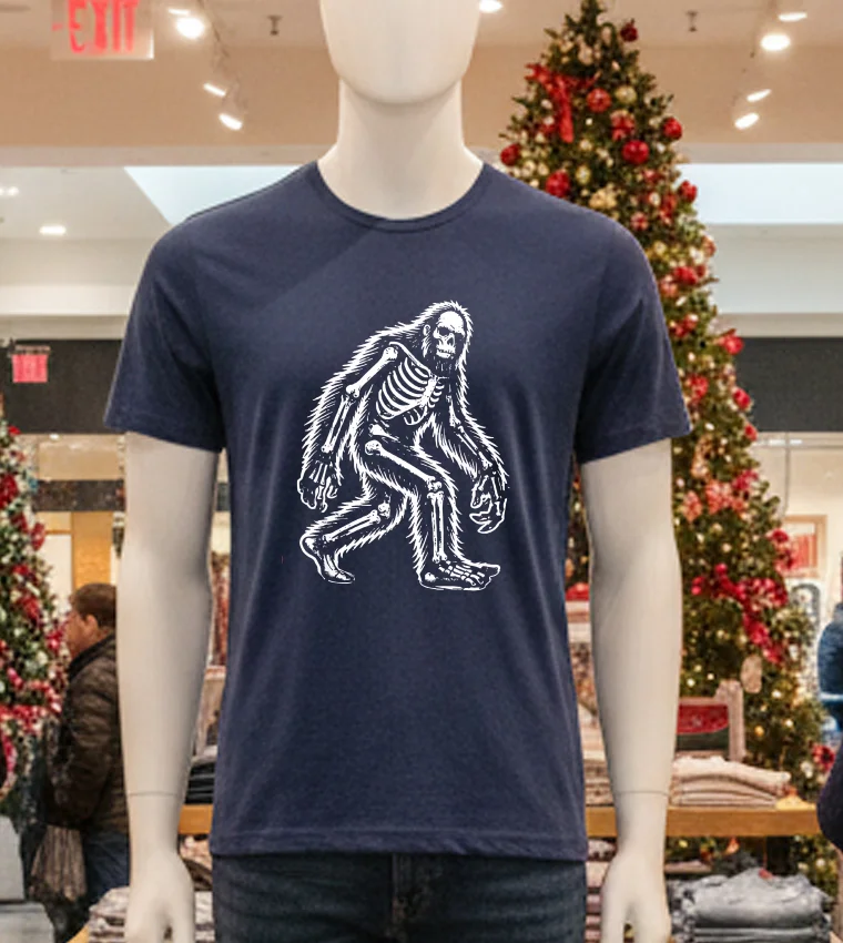 Bigfoot Sasquatch Halloween Skeleton Kids - navy-t-shirt Bigfoot Sasquatch Halloween Skeleton Kids Navy T Shirt