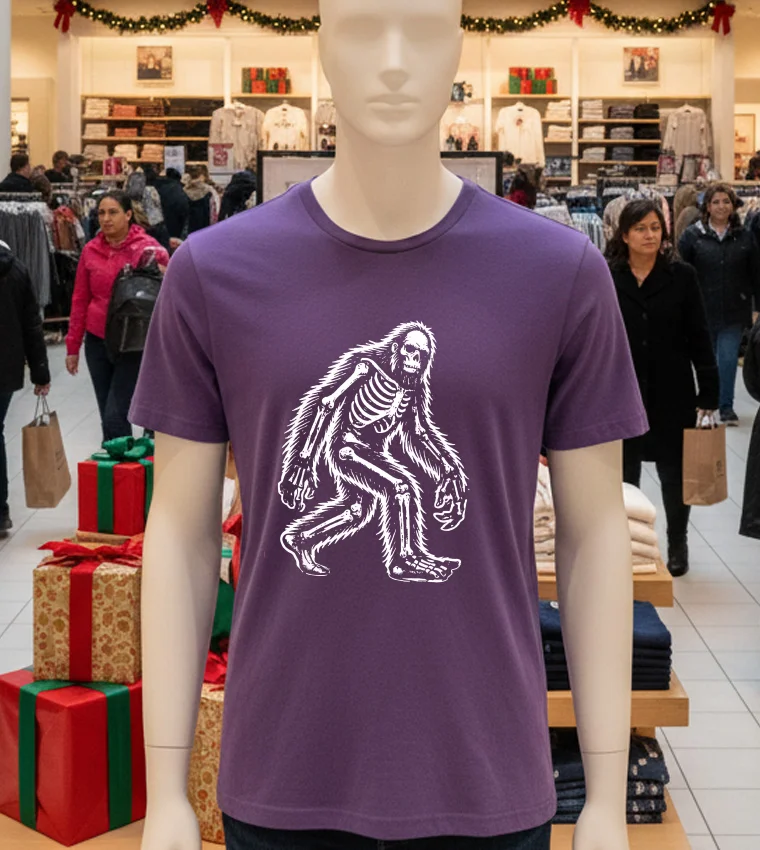 Bigfoot Sasquatch Halloween Skeleton Kids - purple-t-shirt Bigfoot Sasquatch Halloween Skeleton Kids Purple T Shirt