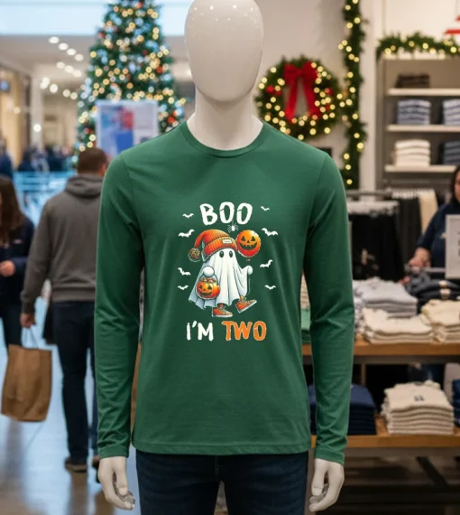 Boo I’m Two Ghost 2Nd Birthday Halloween   Green T Shirt