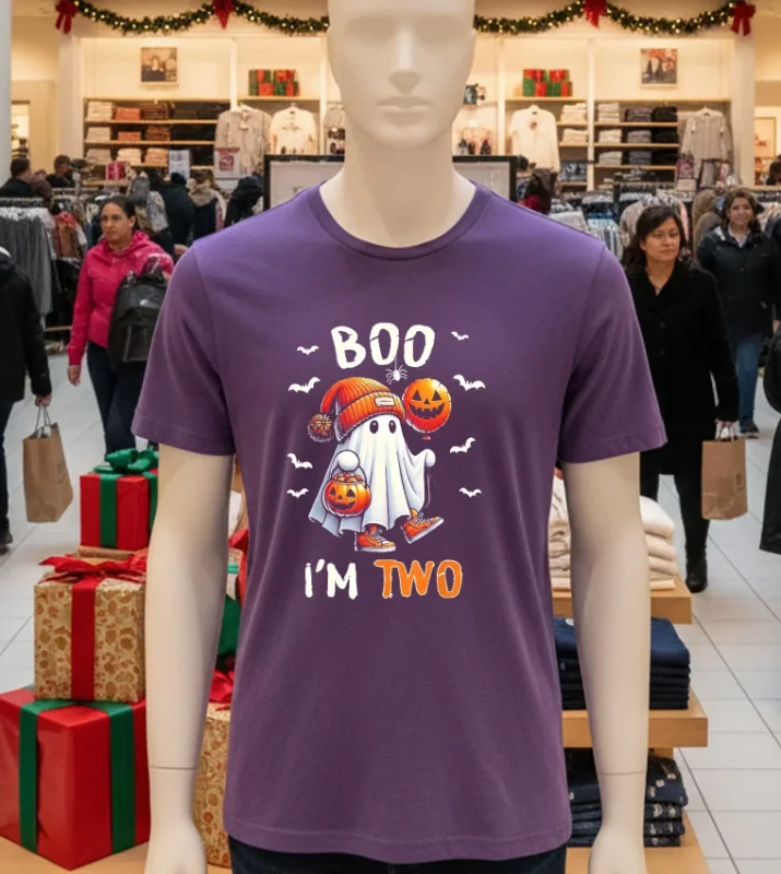 Boo I’m Two Ghost 2Nd Birthday Halloween   Purple T Shirt
