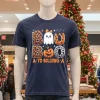 Boo To Bullying Halloween Orange Anti Bully Unity Day Ghost   Navy T Shirt