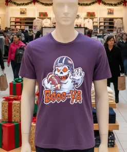 Boooya Spooky Ghost Halloween Football Great   Purple T Shirt
