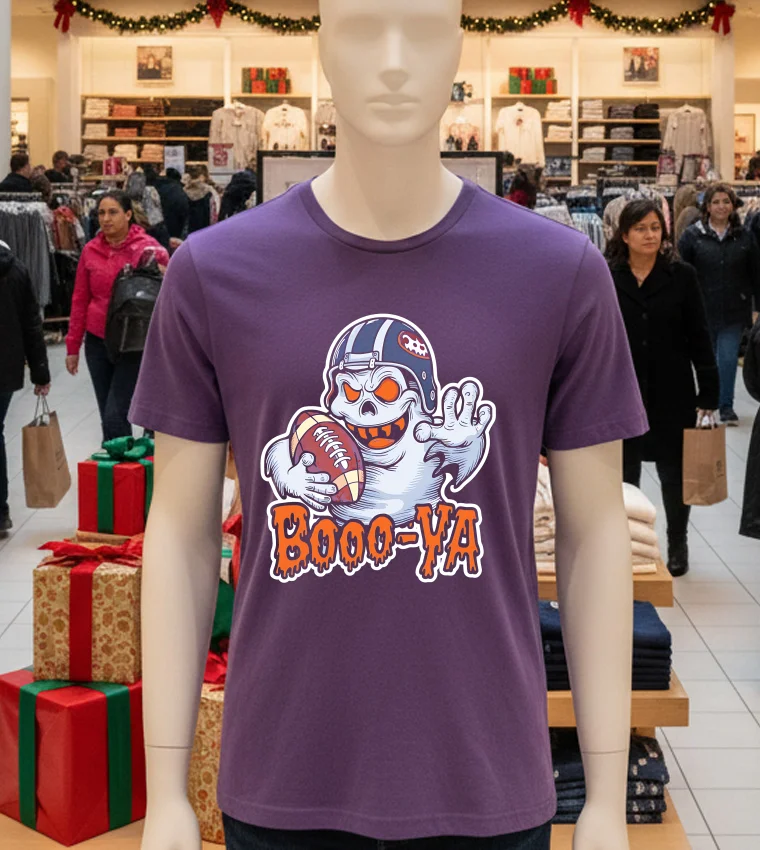 Boooya Spooky Ghost Halloween Football Great - purple-t-shirt Boooya Spooky Ghost Halloween Football Great Purple T Shirt