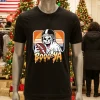 Boooya Spooky Ghost Halloween Football Vintage   Black T Shirt