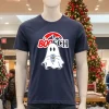 Booschbeer Halloween Funny Ghost Drinking Beer   Navy T Shirt