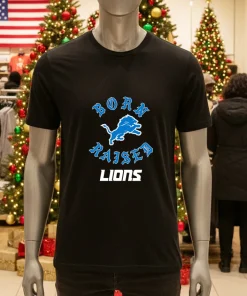 Born X Raised Black Detroit Lions   Black T Shirt