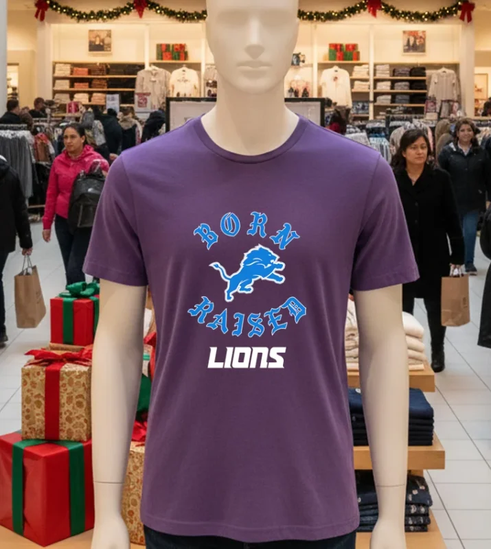 Born X Raised Black Detroit Lions   Purple T Shirt