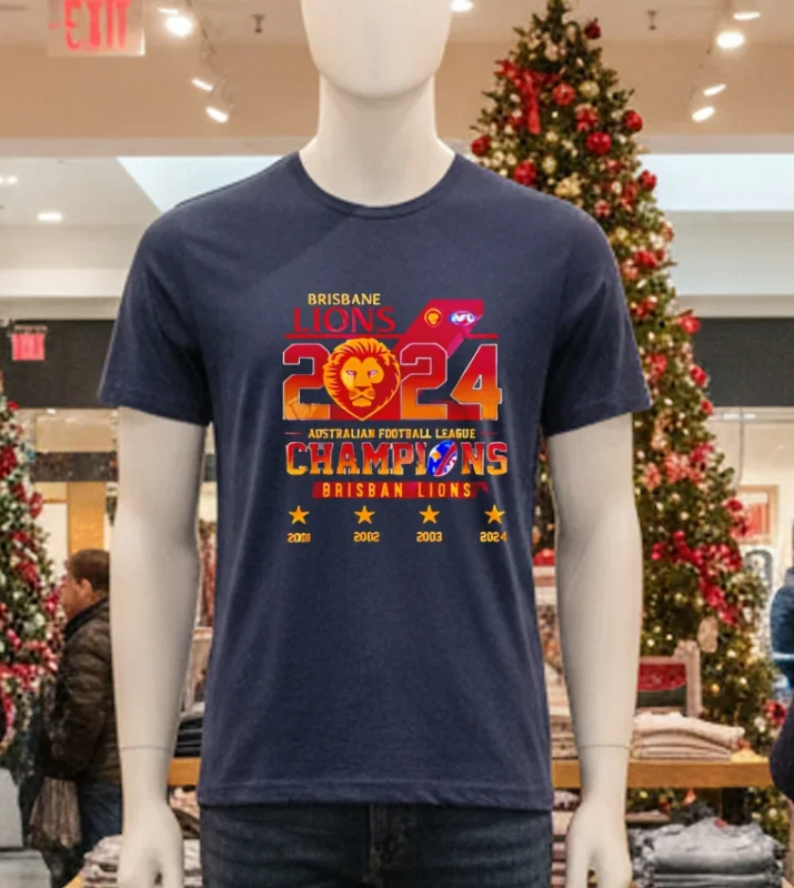 Brisbane Lions 2024 Autralian Football League Champions Navy T Shirt
