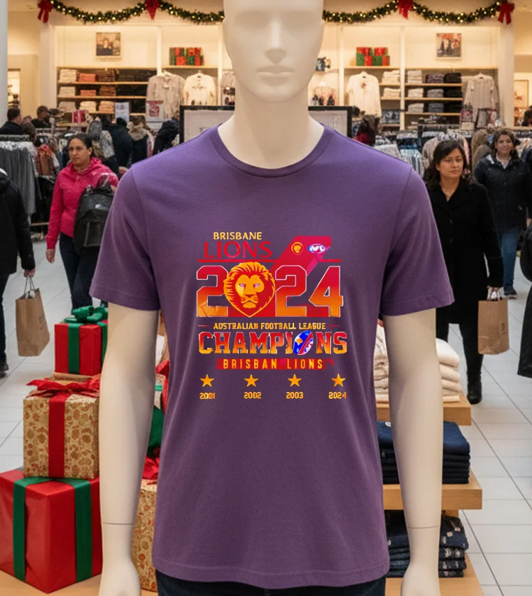 Brisbane Lions 2024 Autralian Football League Champions - purple-t-shirt Brisbane Lions 2024 Autralian Football League Champions Purple T Shirt