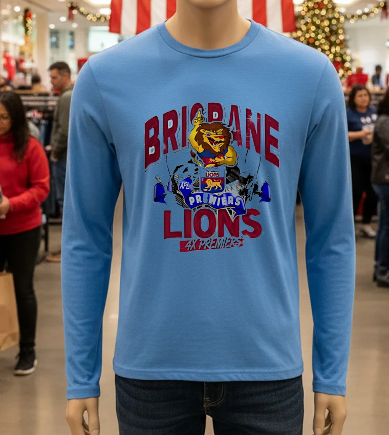 Brisbane Lions Afl Premiership Champs - blue-t-shirt Brisbane Lions Afl Premiership Champs Blue T Shirt