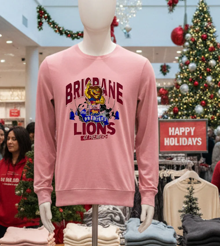Brisbane Lions Afl Premiership Champs - pink-t-shirt Brisbane Lions Afl Premiership Champs Pink T Shirt