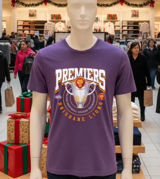 Brisbane Lions League 2024 Toyota Afl Premiers 2024   Purple T Shirt