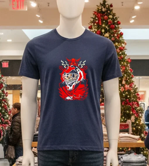 Brodeur Devils Skull Goalie Hockey Goalie Fashion   Navy T Shirt