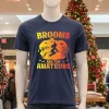 Brooms Are For Amateurs Hockey Stick Happy Halloween   Navy T Shirt