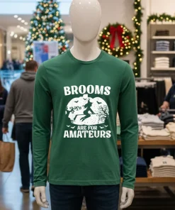 Brooms Are For Amateurs Hockey Stick Pumpkin   Green T Shirt