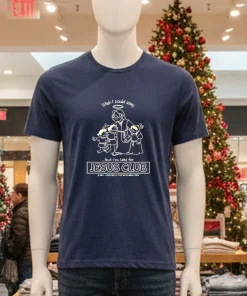 Brothers Wish I Could Stay But I M Late For Jesus Club Retro   Navy T Shirt