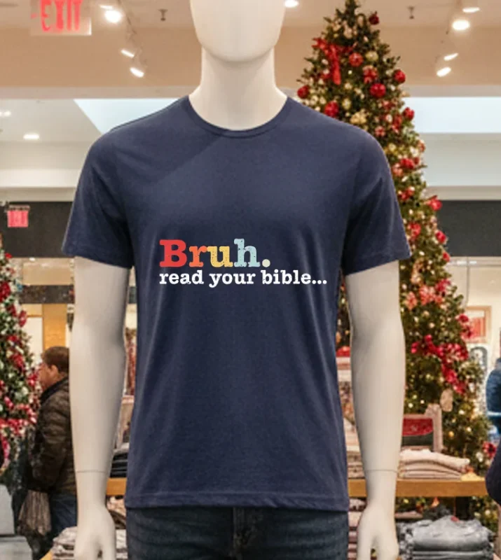 Bruh Read Your Bible Navy T Shirt